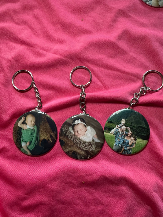 2.25" Chain Key Ring Photo Button